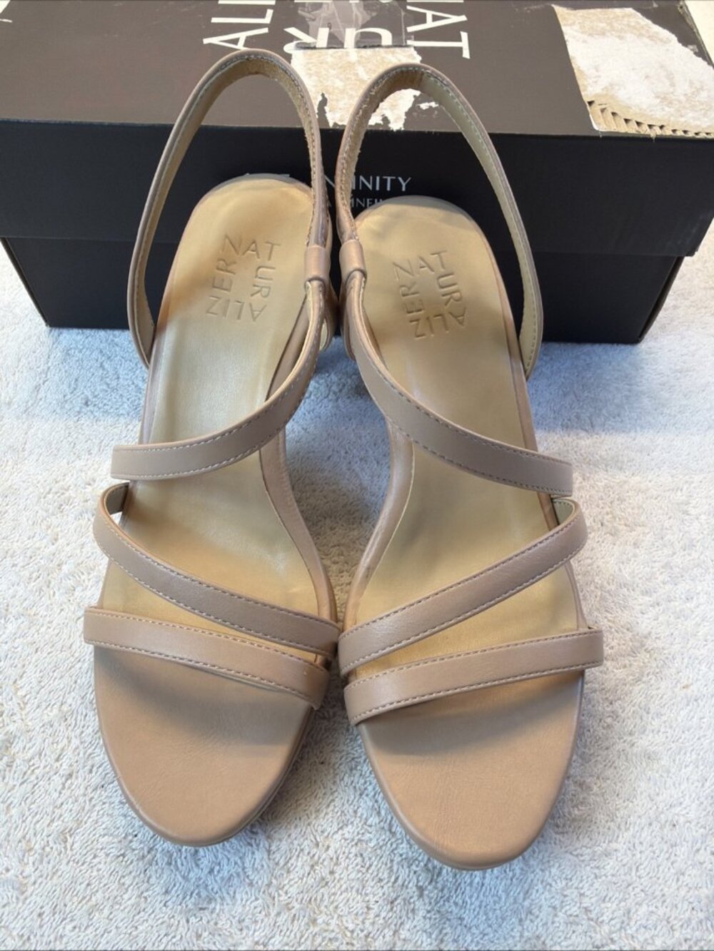 Naturalizer Brenta Creme Brulee Strappy High Heels Women Sz 6.5 Wide New in Box